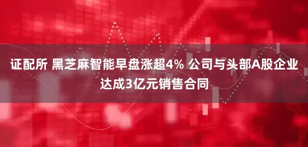 证配所 黑芝麻智能早盘涨超4% 公司与头部A股企业达成3亿元销售合同
